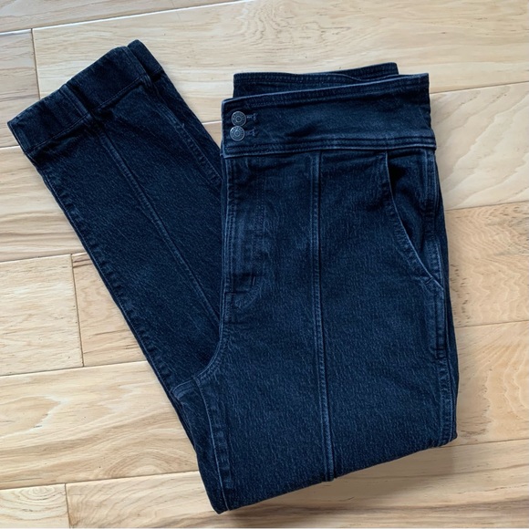 Madewell Perfect Vtg Jean Tuxedo High Rise Ankle Crop Black Seamed Jeans Size 30 - Picture 9 of 9